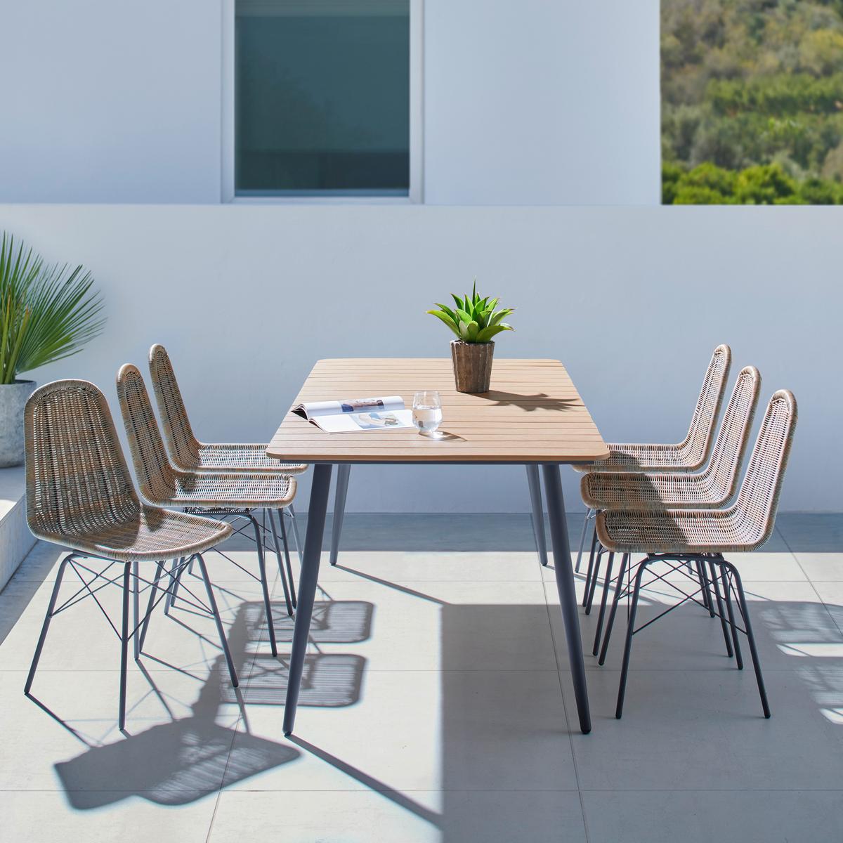 Gartenset Zophia Grau Metall/Polywood - Dunkelgrau/Naturfarben, MODERN, Kunststoff/Metall (180/74/90cm) - Bessagi Garden