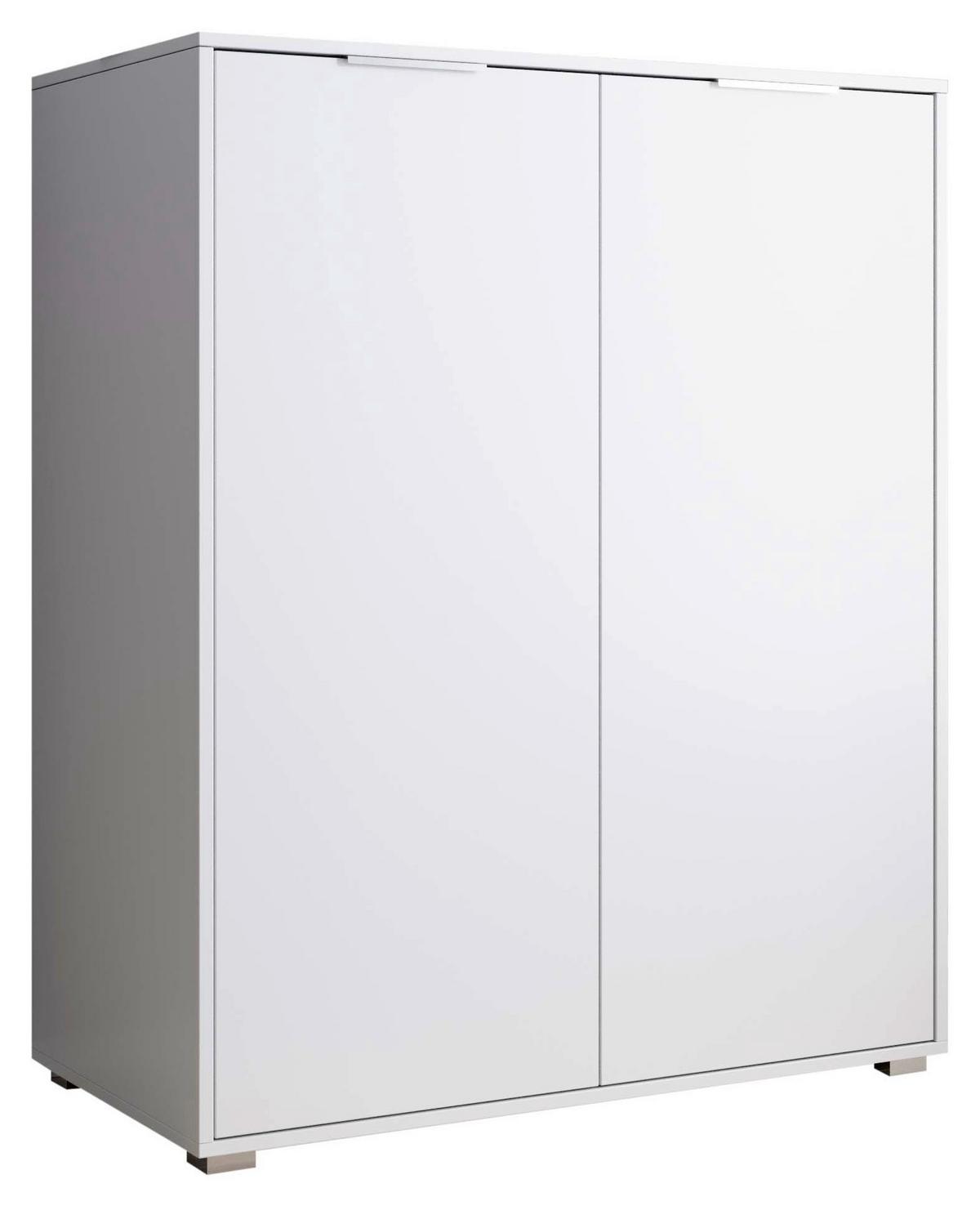 KOMODA LUCIA I - biały/kolor aluminiowy, Modern, materiał drewnopochodny/tworzywo sztuczne (104,6/127,1/56cm) - Livetastic