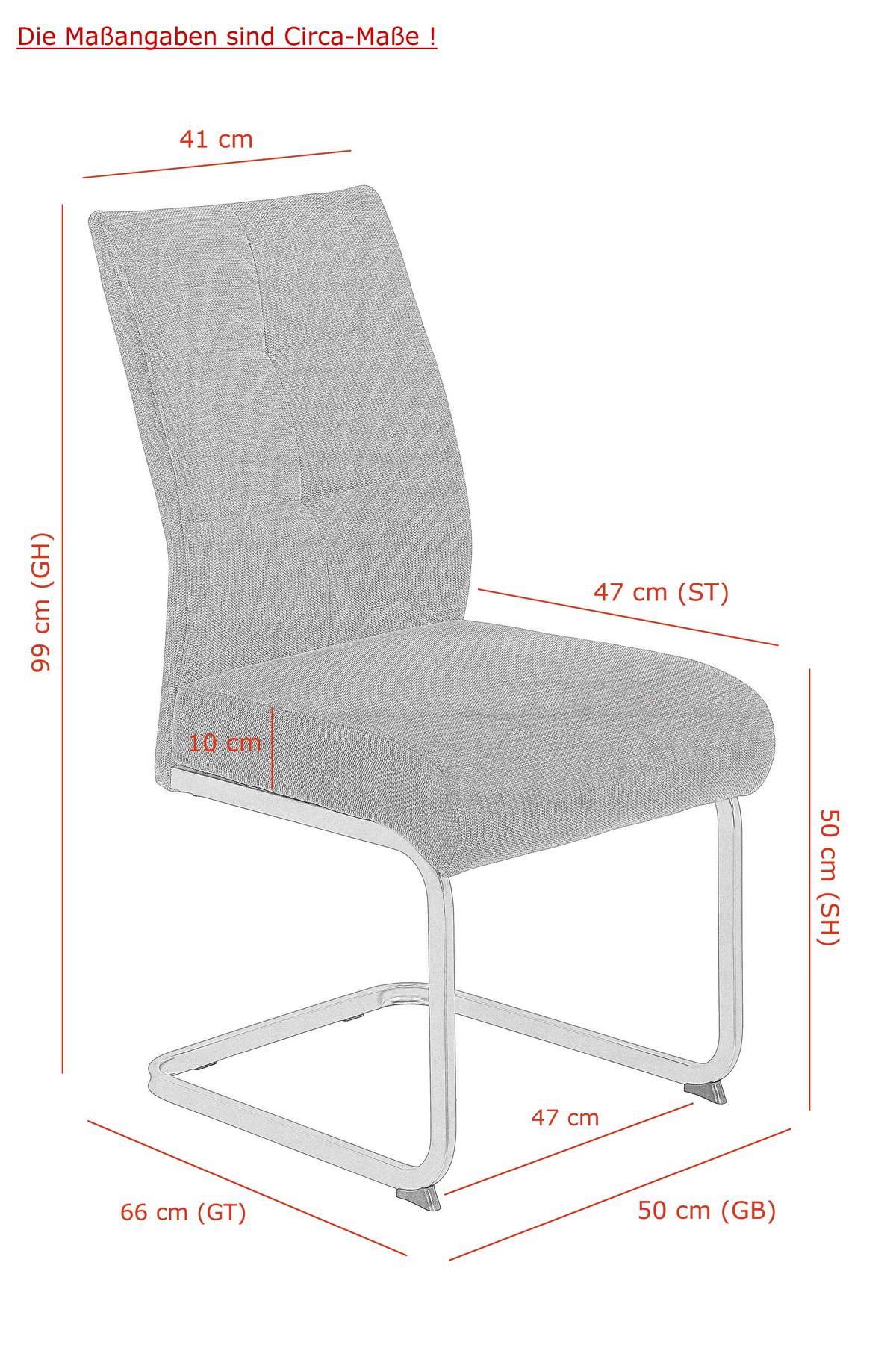 SCHWINGSTUHL-SET INES S 2ER-SET - Edelstahlfarben/Grau, MODERN, Textil/Metall (50/99/66cm) - MID.YOU