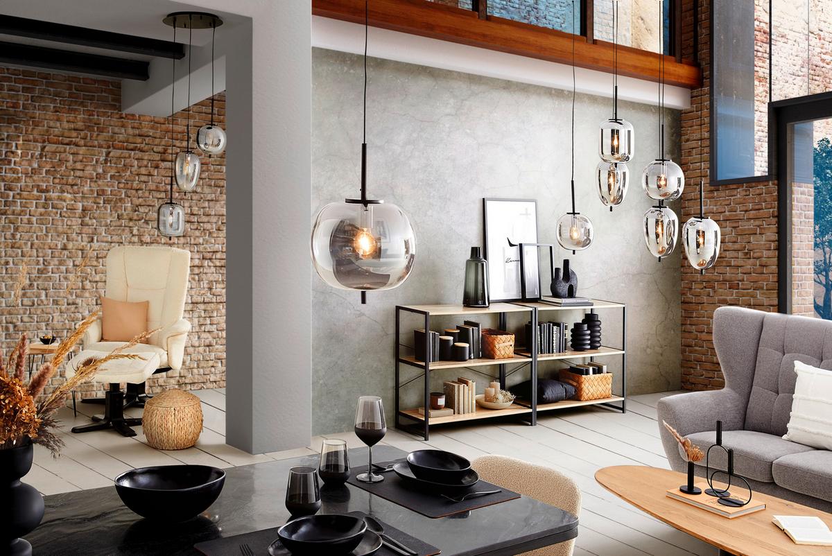 Hängeleuchte Jeanette max. 40 Watt - Schwarz, Modern, Glas/Metall (80/34/120cm) - Premium Living