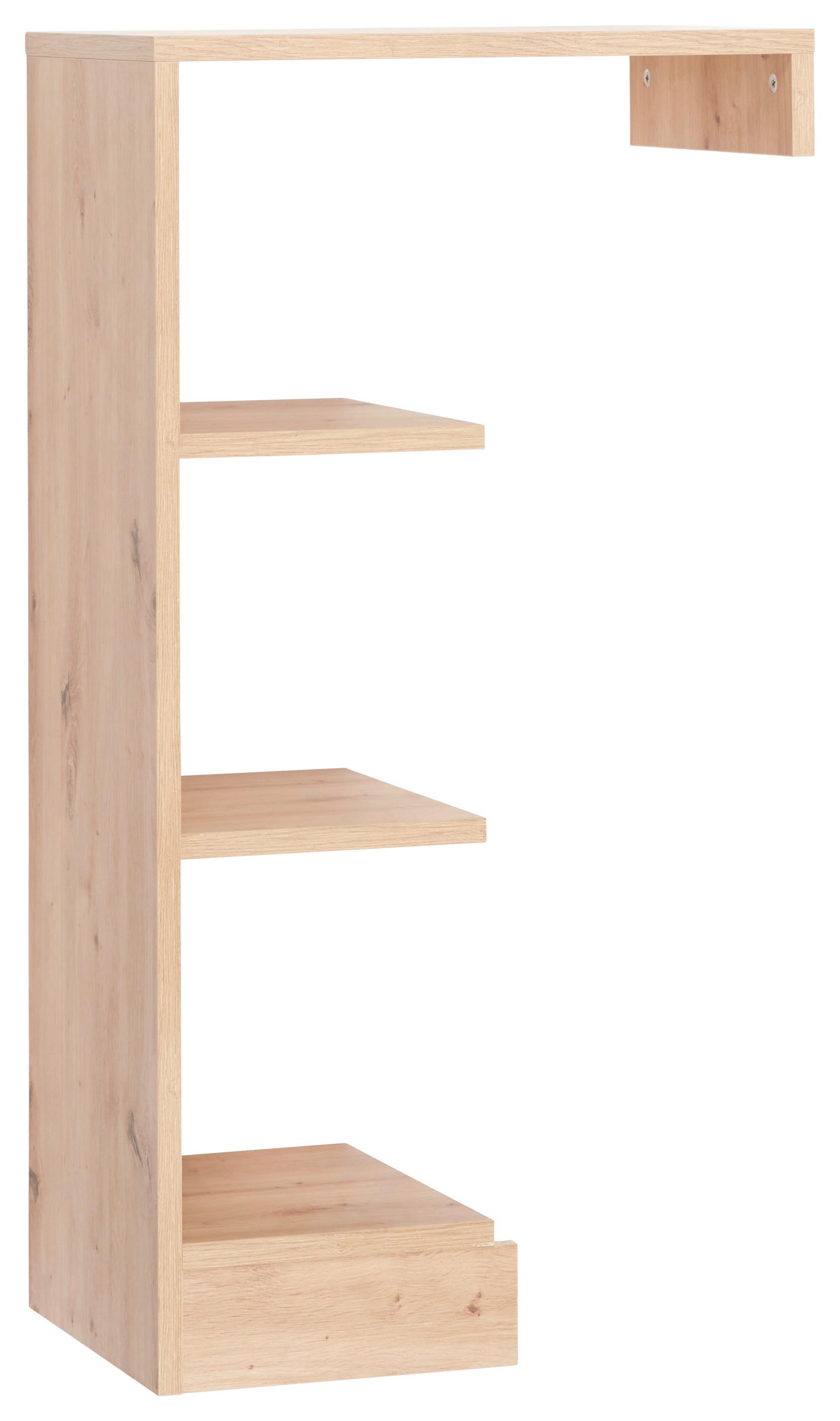 REGAŁ DLA NIEMOWLĄT LEO - kolor dębowy/czarny, Trend, materiał drewnopochodny/tworzywo sztuczne (55/101/33cm) - Jimmylee