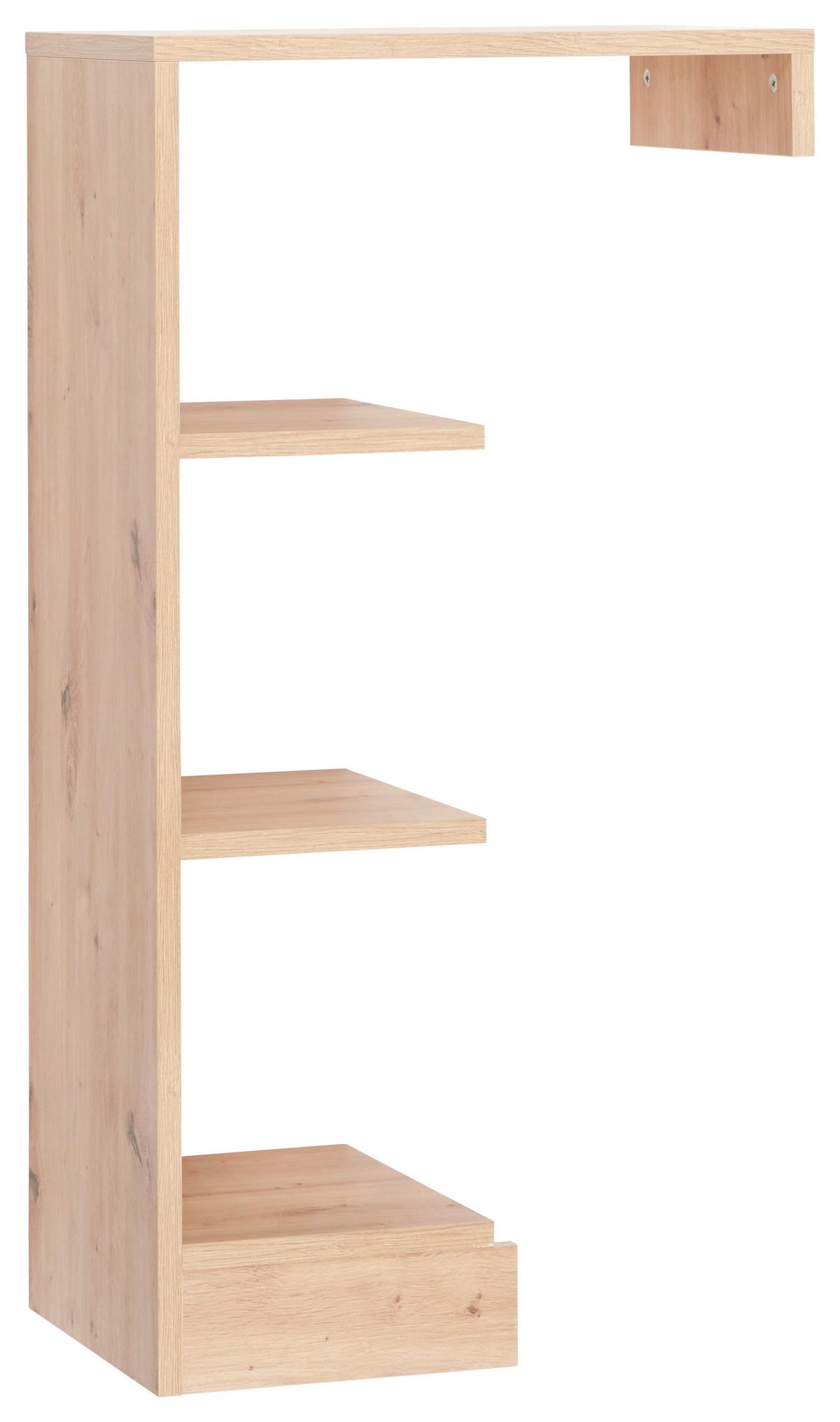 REGAŁ DLA NIEMOWLĄT LEO - kolor dębowy/czarny, Trend, materiał drewnopochodny/tworzywo sztuczne (55/101/33cm) - Jimmylee