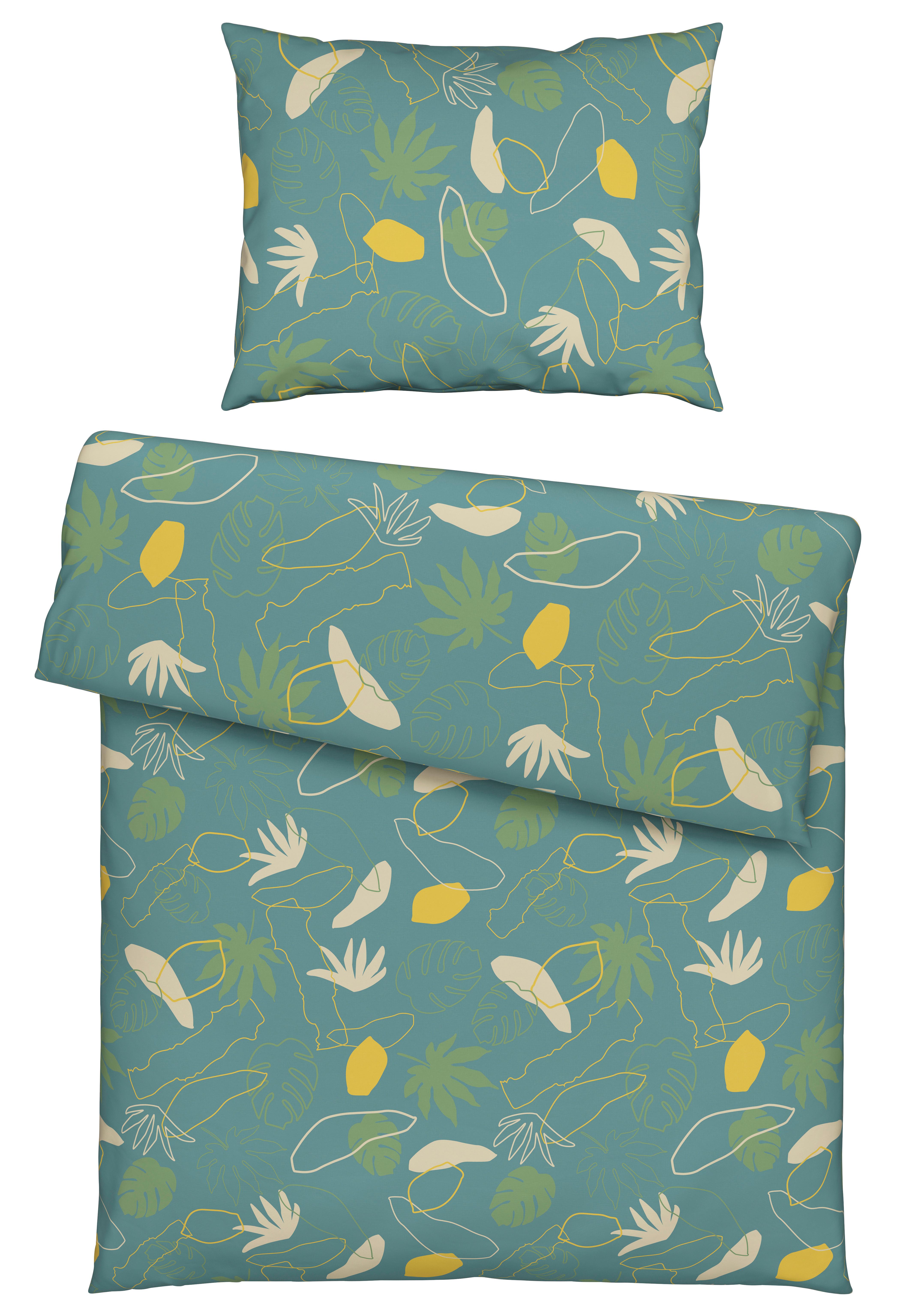 Posteljina 140x200cm Karin - zelena/bež, Konvencionalno, tekstil (140/200cm) - Premium Living