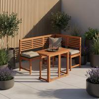 Gartenset Holz 4-tlg. - Eukalyptusholzfarben/Beige, KONVENTIONELL, Holz/Textil - Gardenson