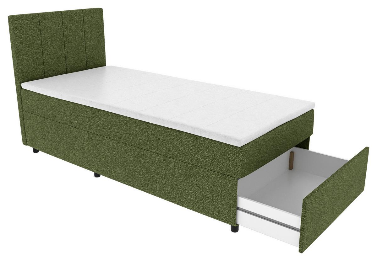 Boxbett Odin Dunkelgrün ca. 90x200cm - Dunkelgrün/Schwarz, KONVENTIONELL, Kunststoff/Textil (90/200cm) - Based