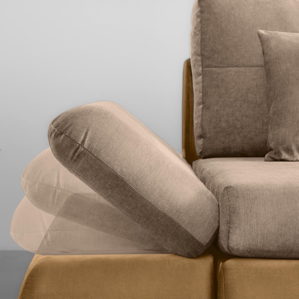 Wohnlandschaft Enrico Beige - Chromfarben/Beige, KONVENTIONELL, Kunststoff/Textil (303/88/185cm) - Mömax