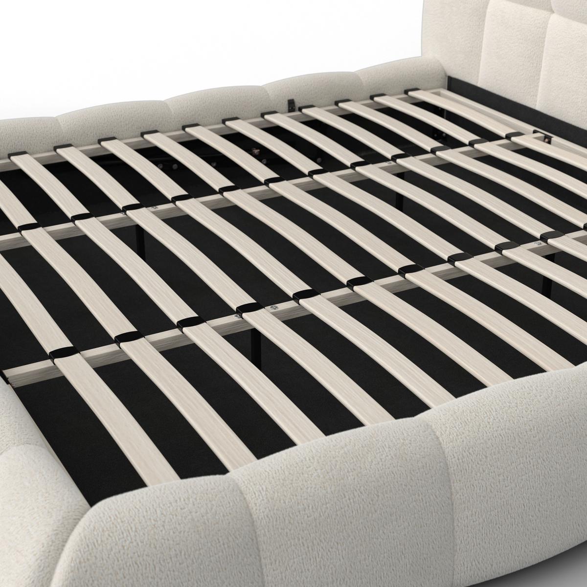 Pat tapițat bej Marija cca 180X200 bej - ivoar/culoare natur, Modern, lemn/metal (180/200cm) - Bessagi Home