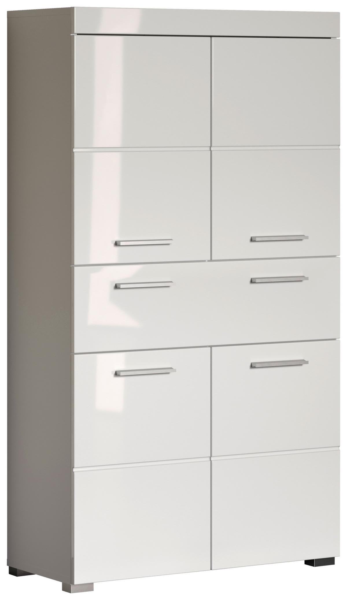 SZAFKA DOLNA AMANDA - kolor srebrny/biały, Modern, materiał drewnopochodny/tworzywo sztuczne (73/130/31cm) - MID.YOU