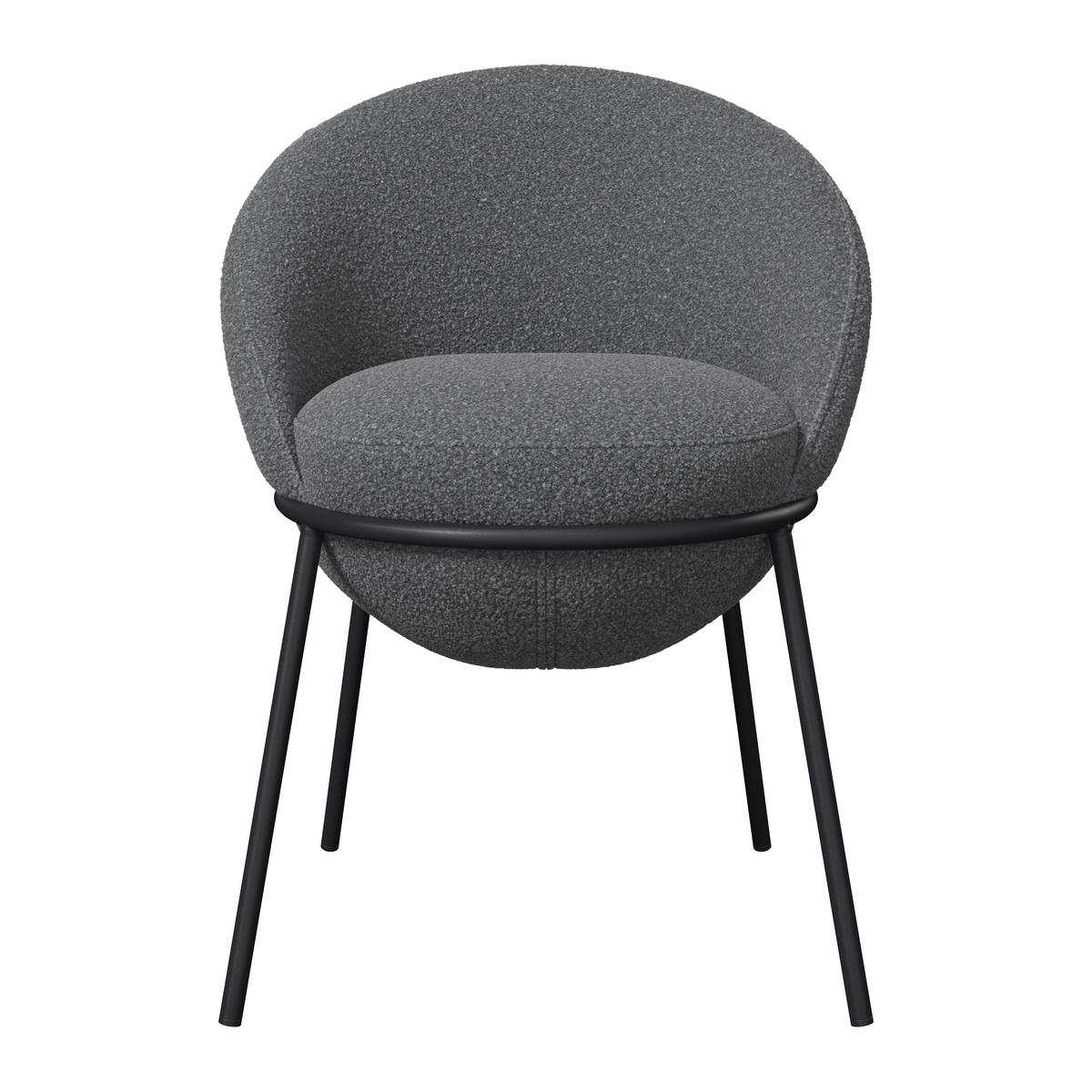 Armlehnstuhl Zoa Grau Struktur Gepolstert - Schwarz/Grau, MODERN, Holz/Textil (57/85/61cm) - Bessagi Home