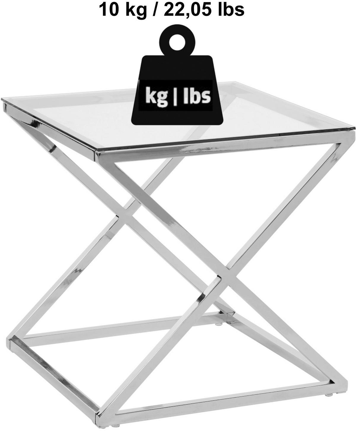 STOLIK BOCZNY XTRA BY SIDE - przejrzysty/kolor złoty, Modern, metal/szkło (50/50/50cm) - Livetastic