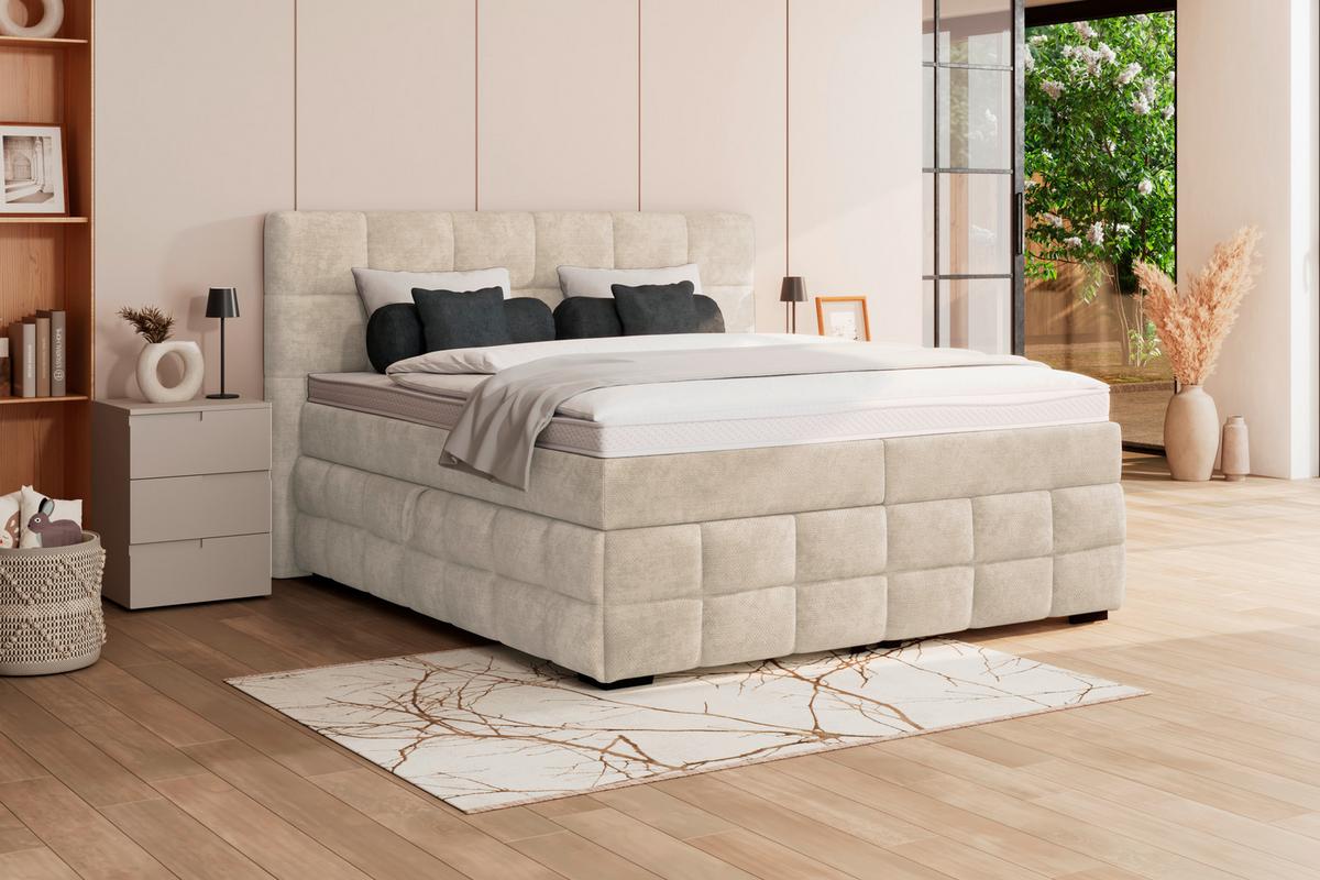 PAT BOX VEGA - alb/verde, Trend, lemn/textil (160/200cm) - Modern Living