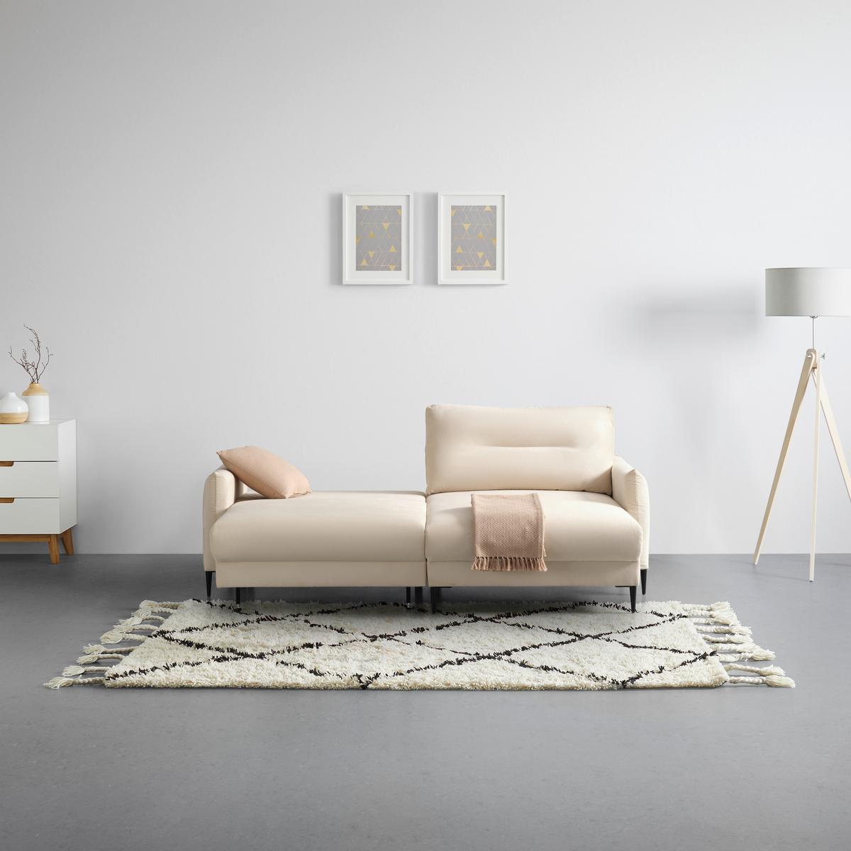 Ecksofa Domingo Beige - Beige/Schwarz, MODERN, Textil/Metall (221/94/142cm) - Mömax