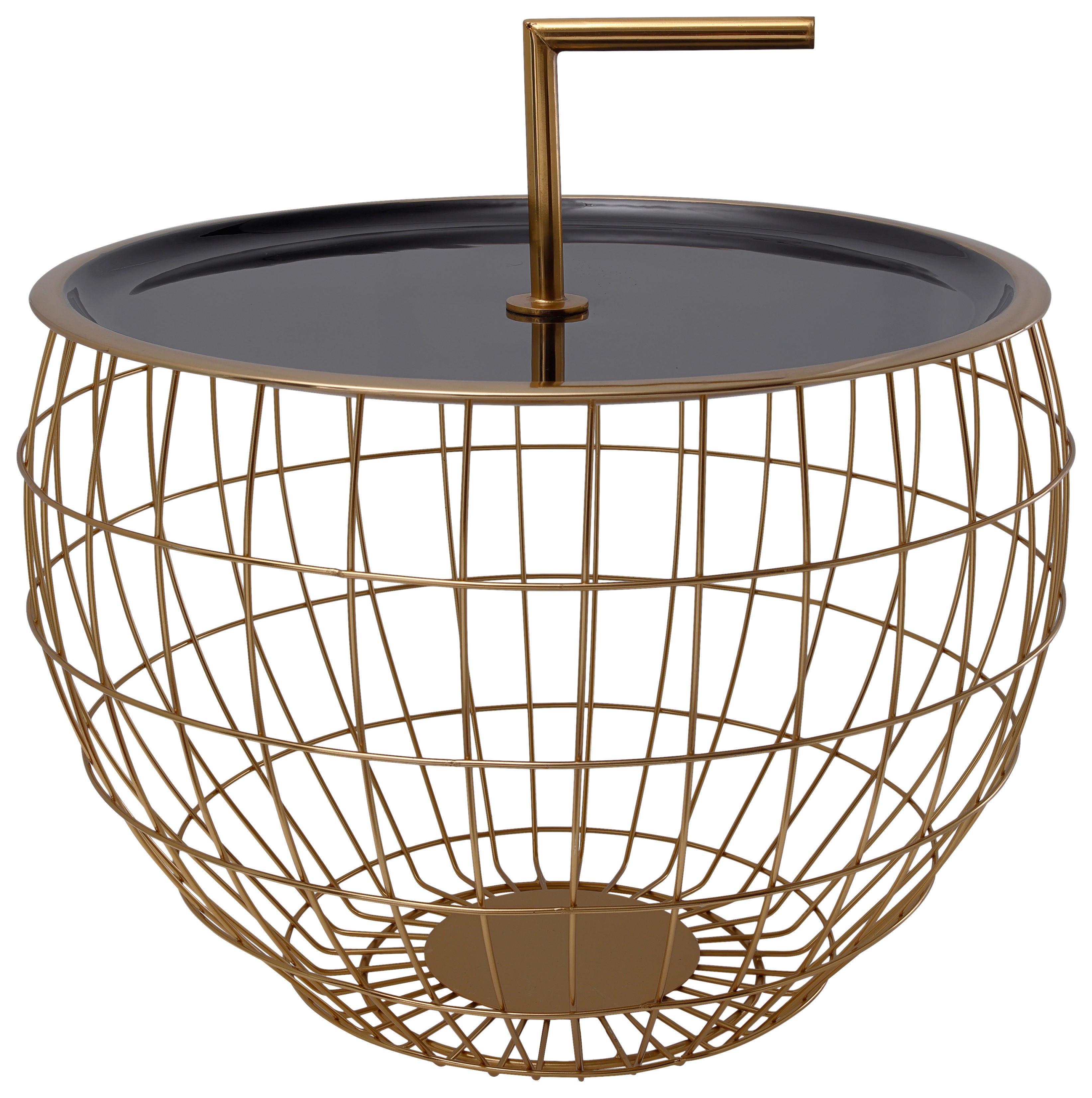 Kisasztal Art Deco 535 Schwarz - fekete/aranyszínű, Design, fém (49,5/37cm) - Kayoom