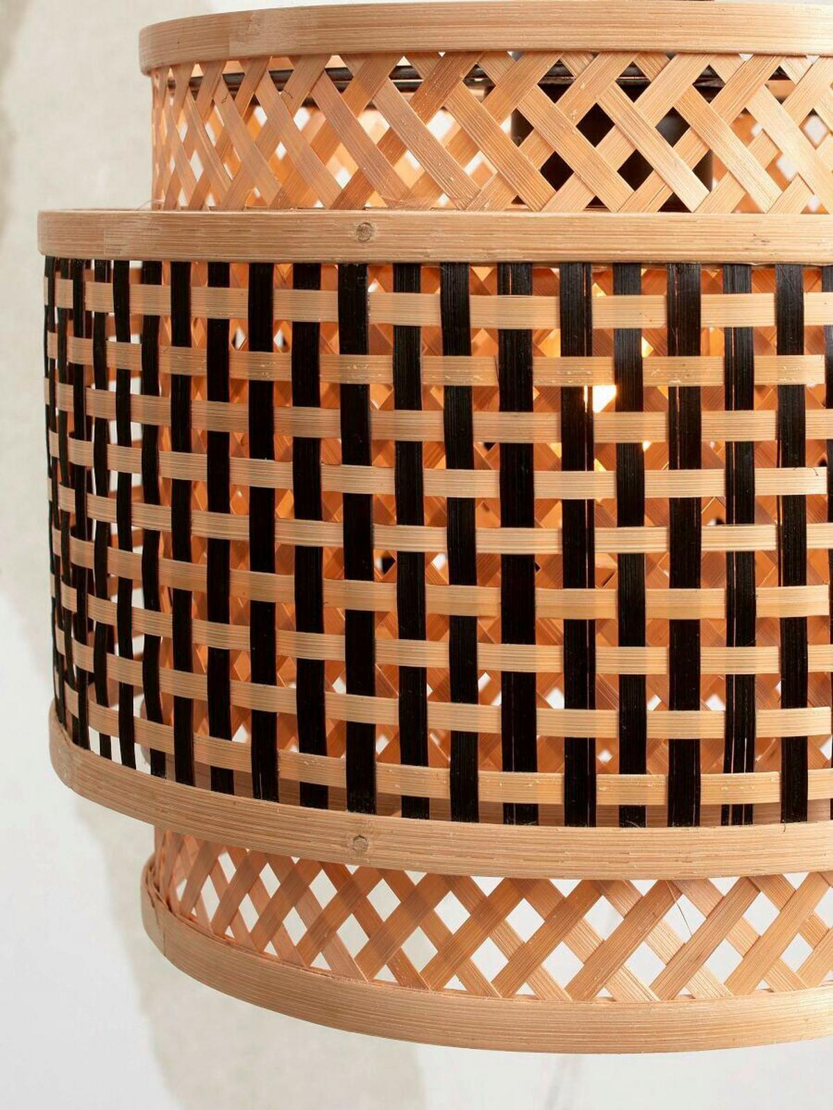 Stropna Svetilka Bhutan, Črna, Bambus - črna/naravne barve, Trend, les (25/20cm) - Good & Mojo