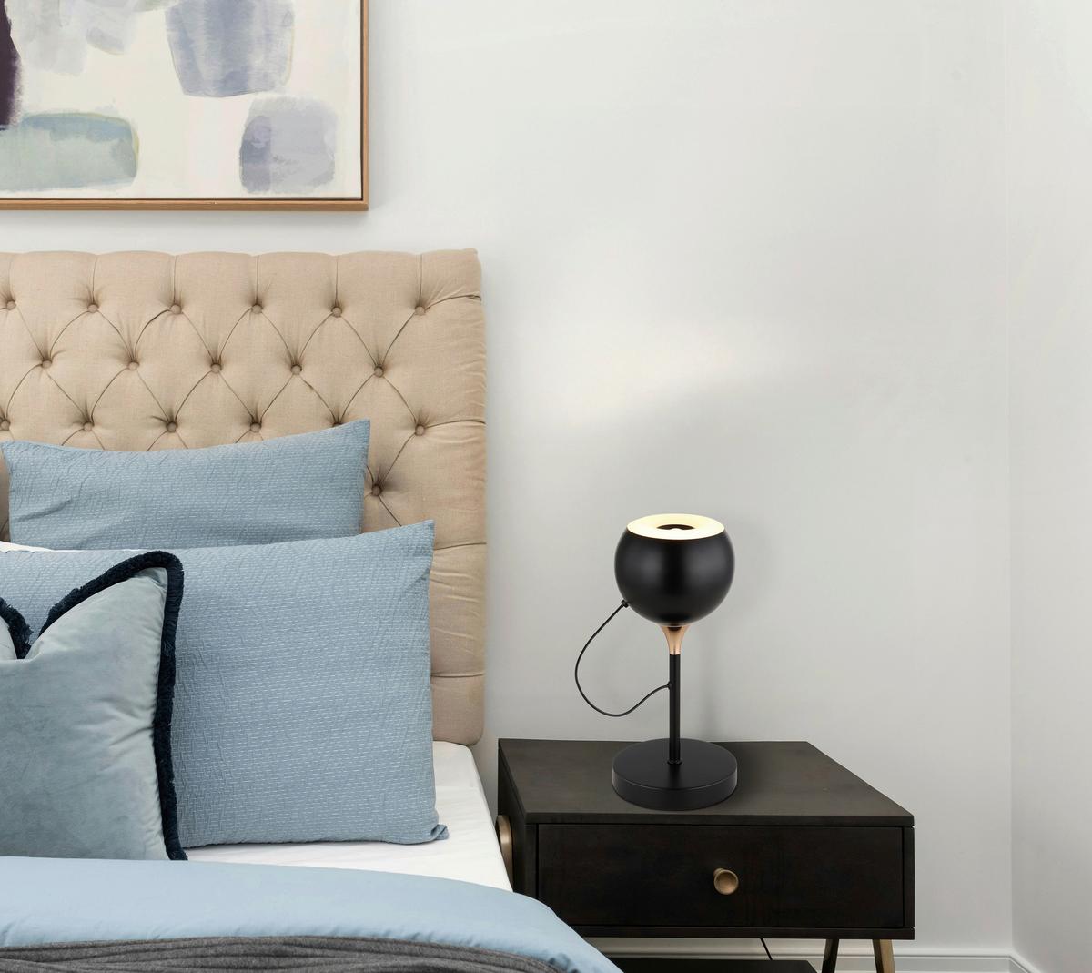 Led Stolna Svjetiljka Donovan - bijela/crni krom, Design, metal/plastika (13/28,5cm) - Globo