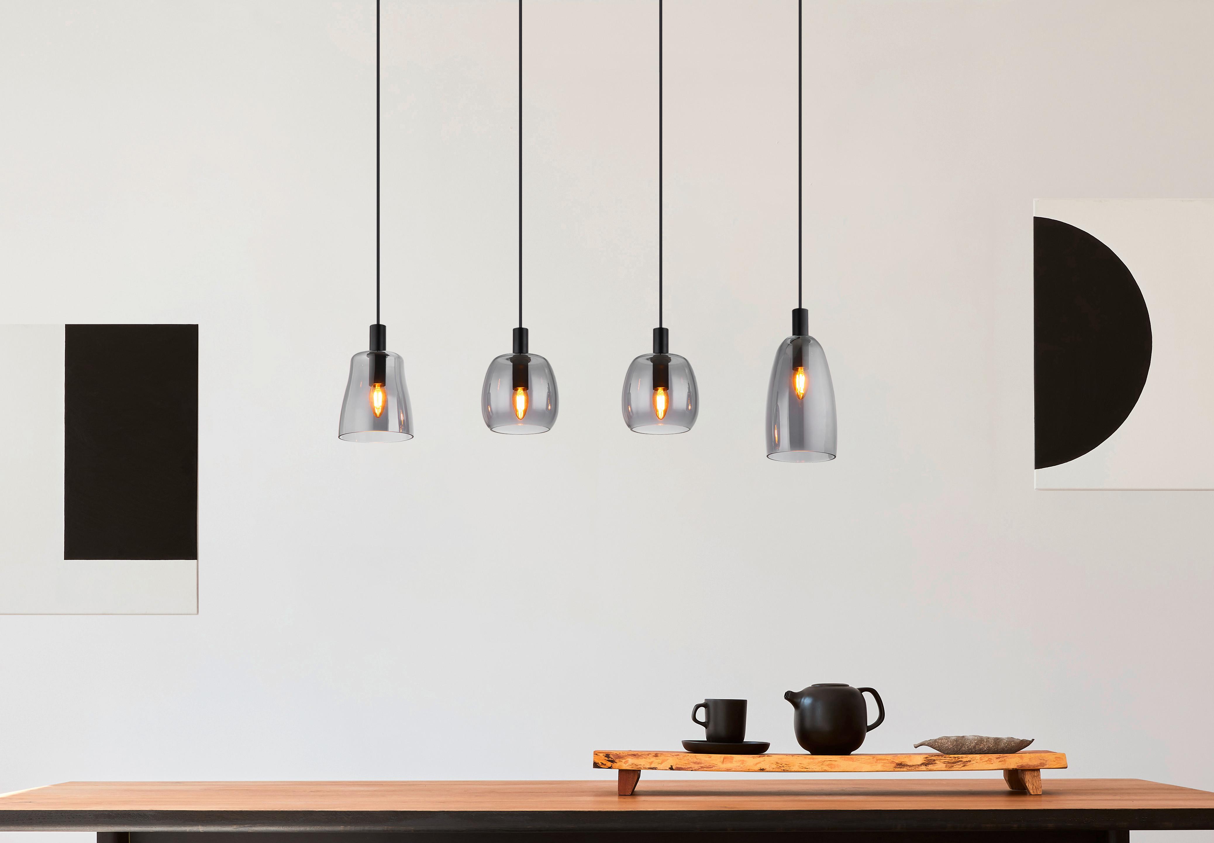 Hängeleuchte Garri max. 40 Watt - Schwarz, Design, Glas/Metall (107/16/120cm) - Globo