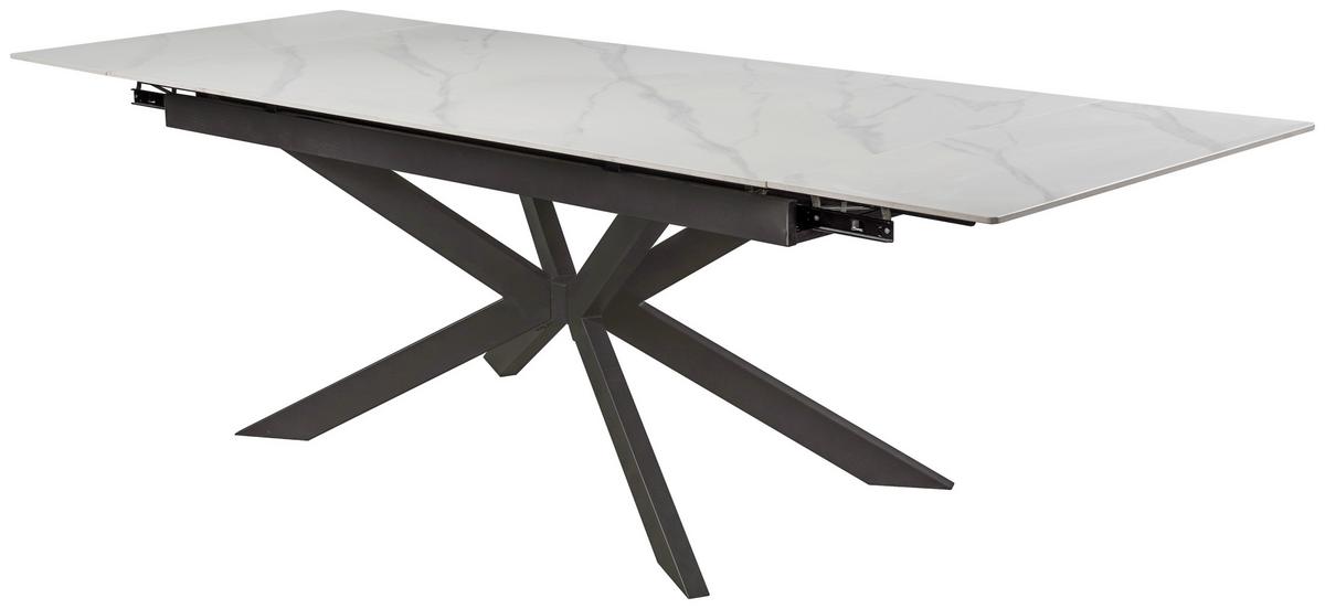 Masa extensibila LEON - alb/negru, Modern, ceramică/metal (180-260/76/90cm) - Premium Living