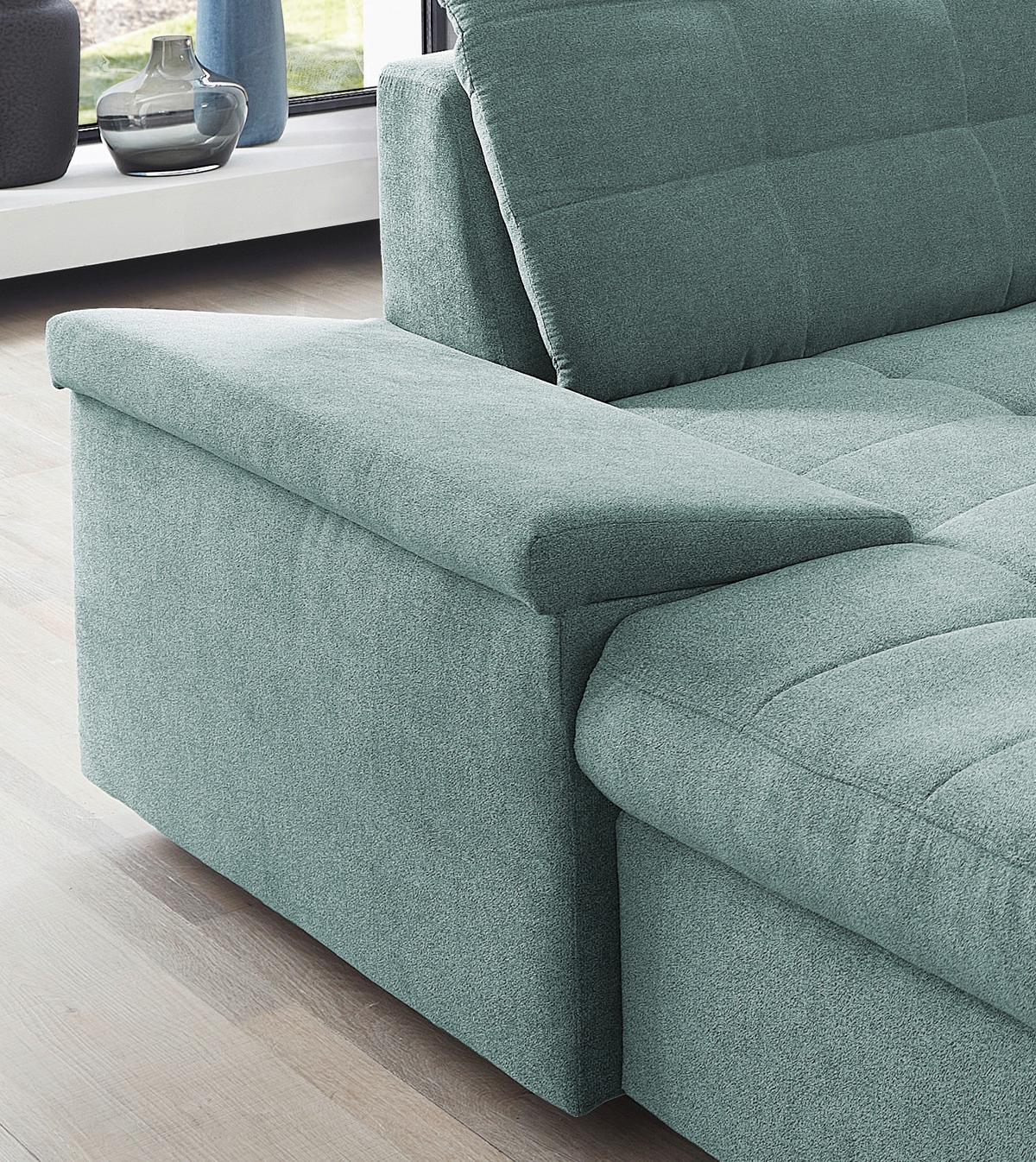 Wohnlandschaft Zira Mintgrün Nylon/Mikrofaser - Chromfarben/Mintgrün, Design, Kunststoff/Textil (169/330/212cm) - Livetastic
