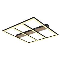 Stropna Led-svetilka Froomy, S Sijalko - črna/temno rjava, Natur, kovina/umetna masa (60/60/5,5cm) - Globo
