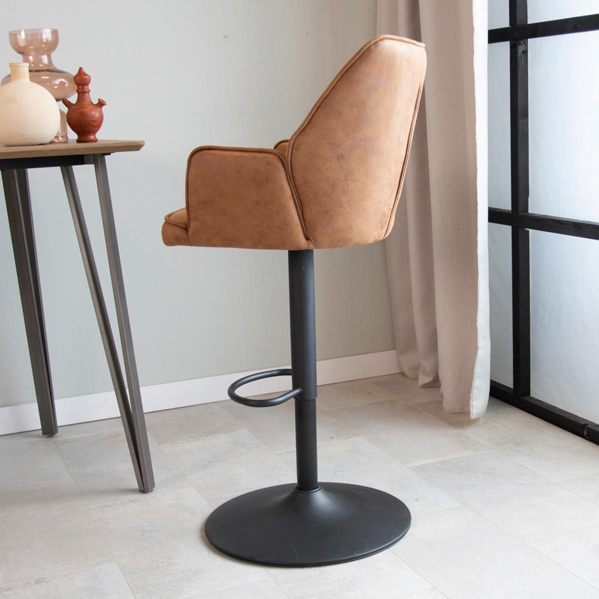 Barhocker Donny ca. 42x114 cm Cognac - Cognac/Schwarz, KONVENTIONELL, Textil/Metall (42/114/52cm) - MID.YOU