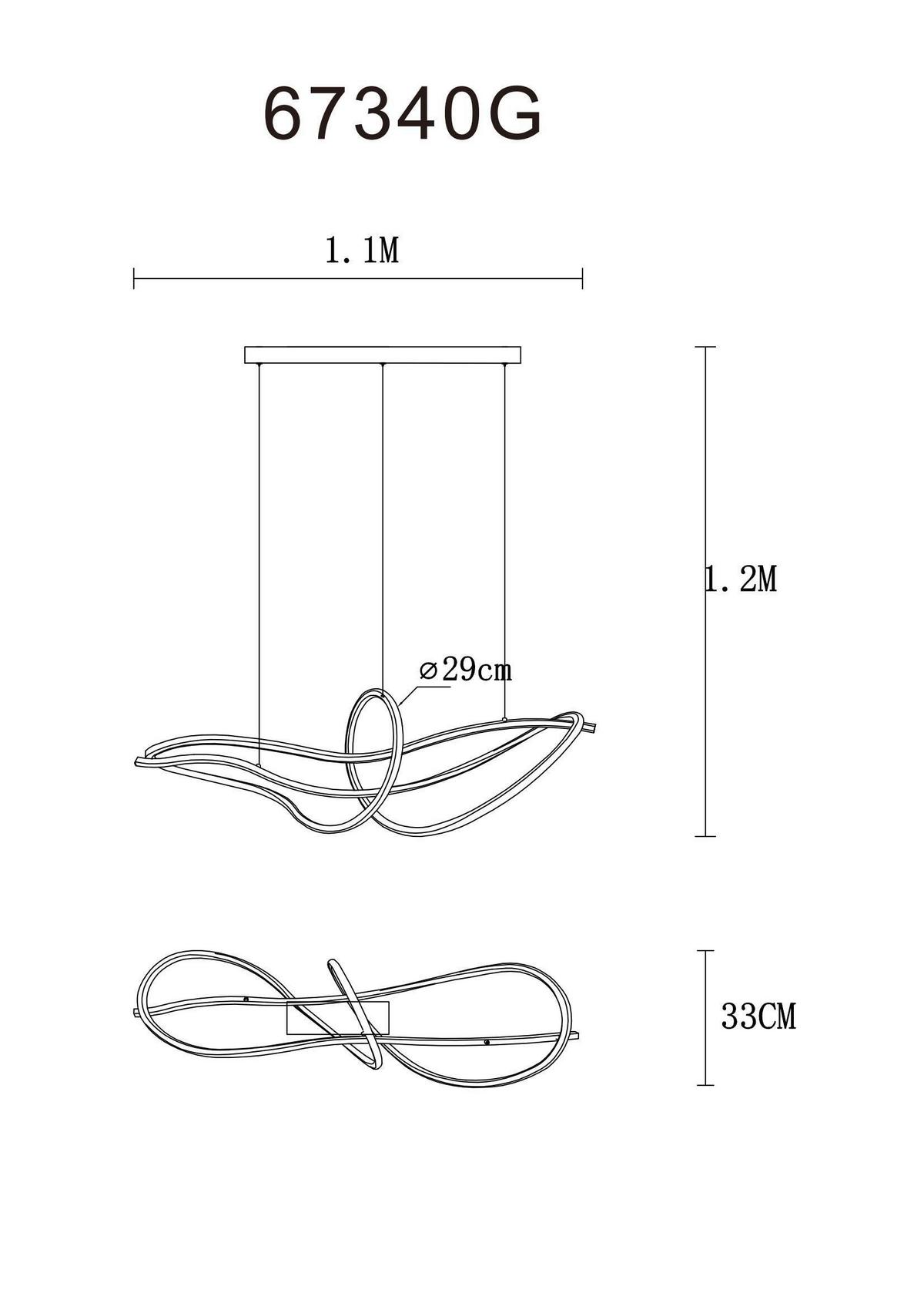 LED-HÄNGELEUCHTE 67340G IDUNA - Chromfarben/Weiss, Design, Kunststoff/Metall (110/33/120cm) - Globo