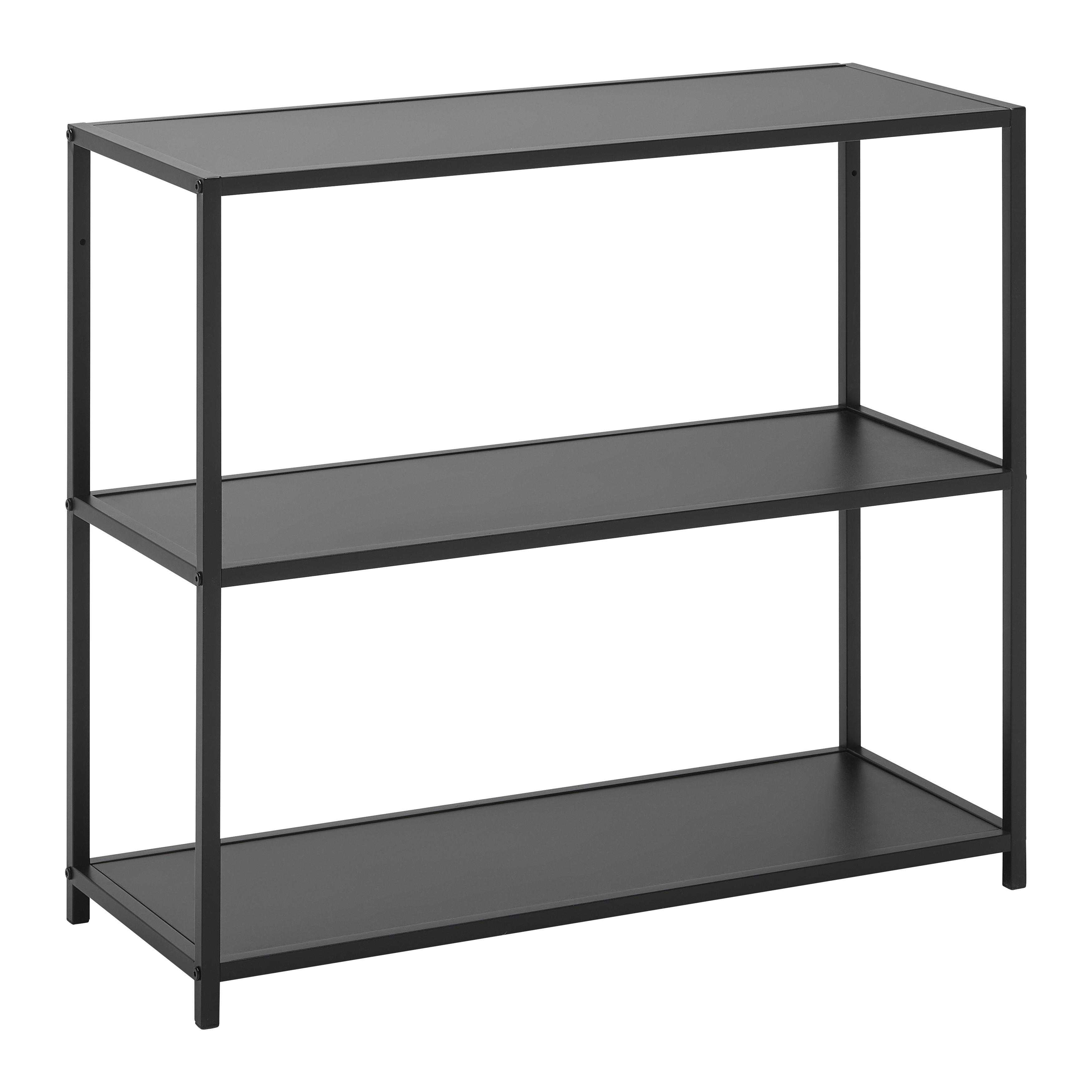 HYLLA BASTIAN II -BASED/SB- - svart, Modern, metall/trämaterial (77/68/30cm) - Based