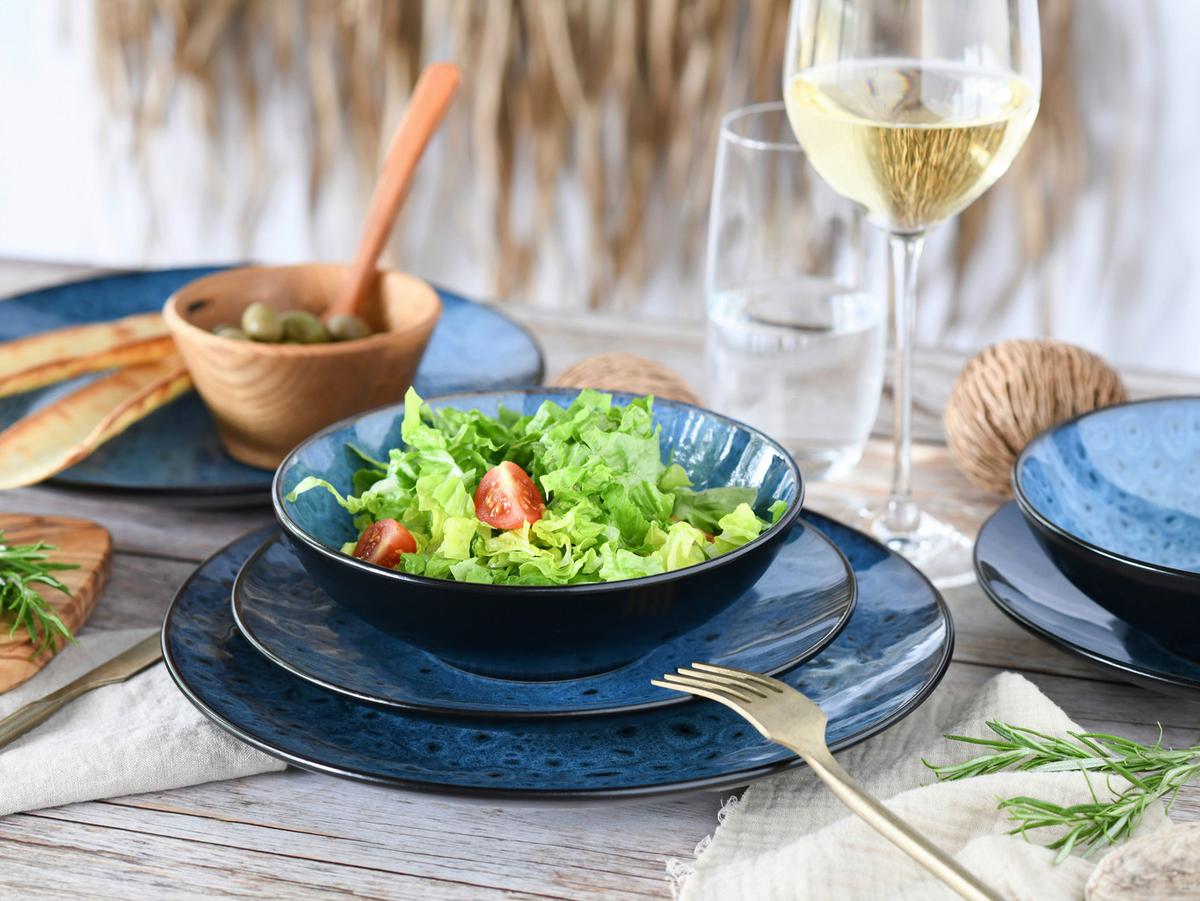 Jedilni Servis Capri, 18-Delni - modra/črna, Basics, keramika - Creatable