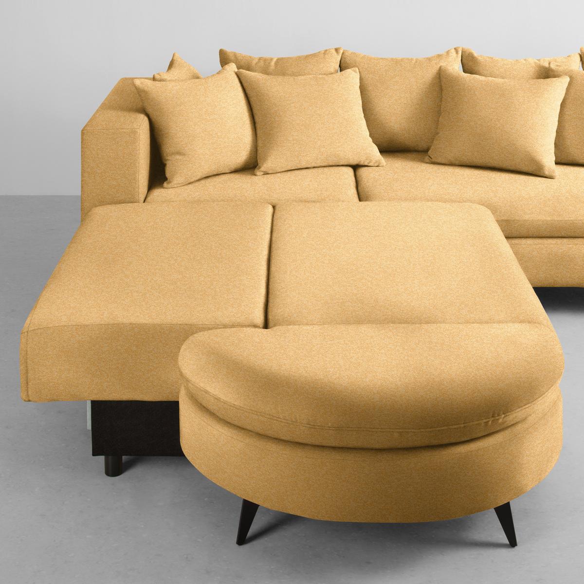 Ecksofa Axel Senfgelb - Senfgelb/Schwarz, MODERN, Textil/Metall (250/87/291cm) - Mömax
