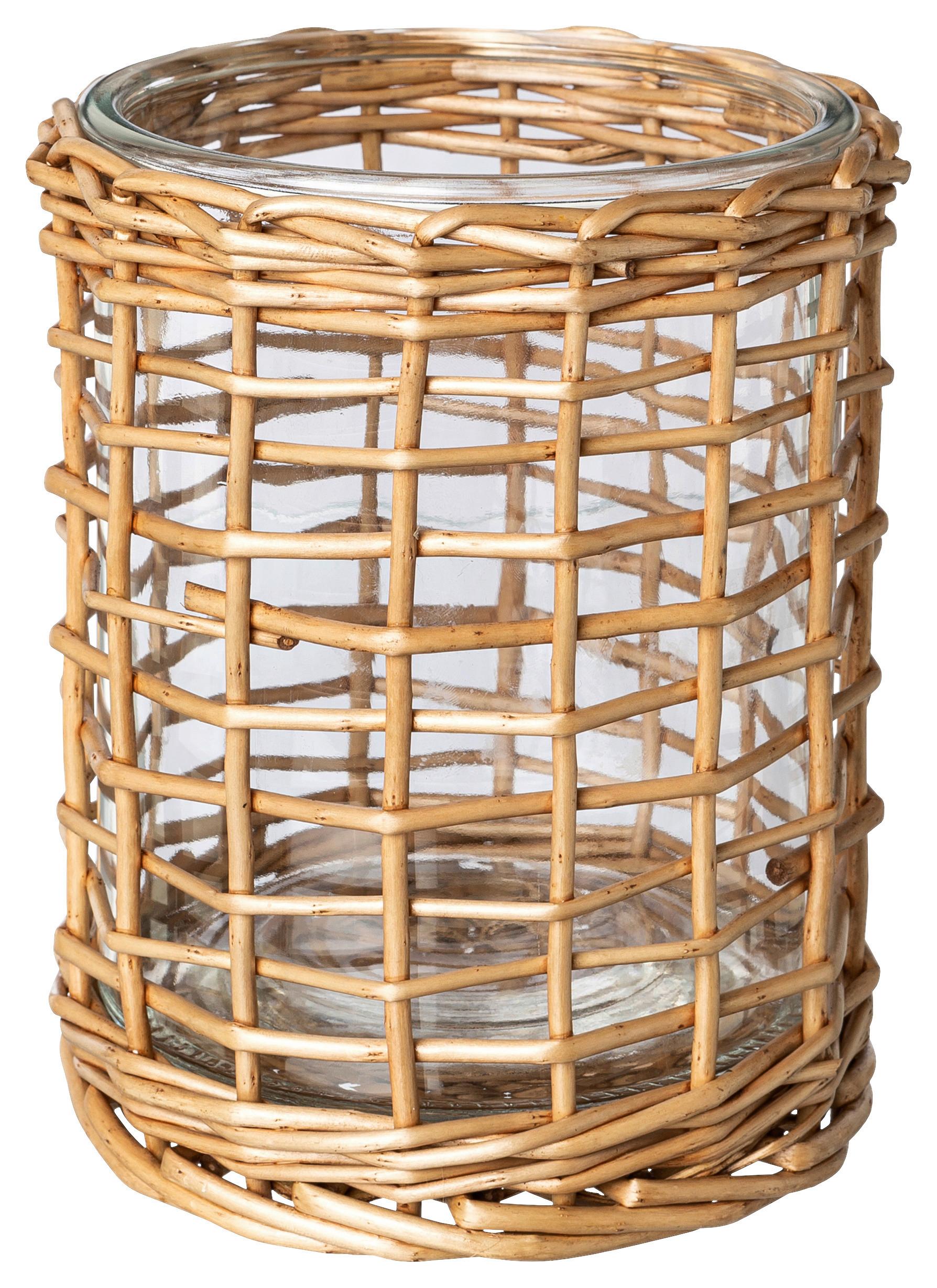 Suport de lumânare antivânt Weiden - culoare natur, Basics, sticlă/materiale naturale (14,5/17cm)