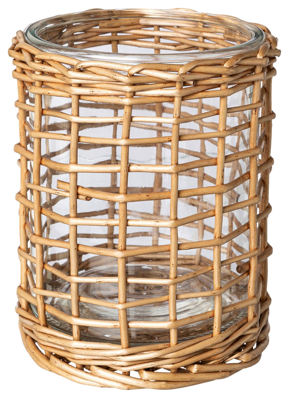 Suport de lumânare antivânt Weiden - culoare natur, Basics, sticlă/materiale naturale (14,5/17cm)