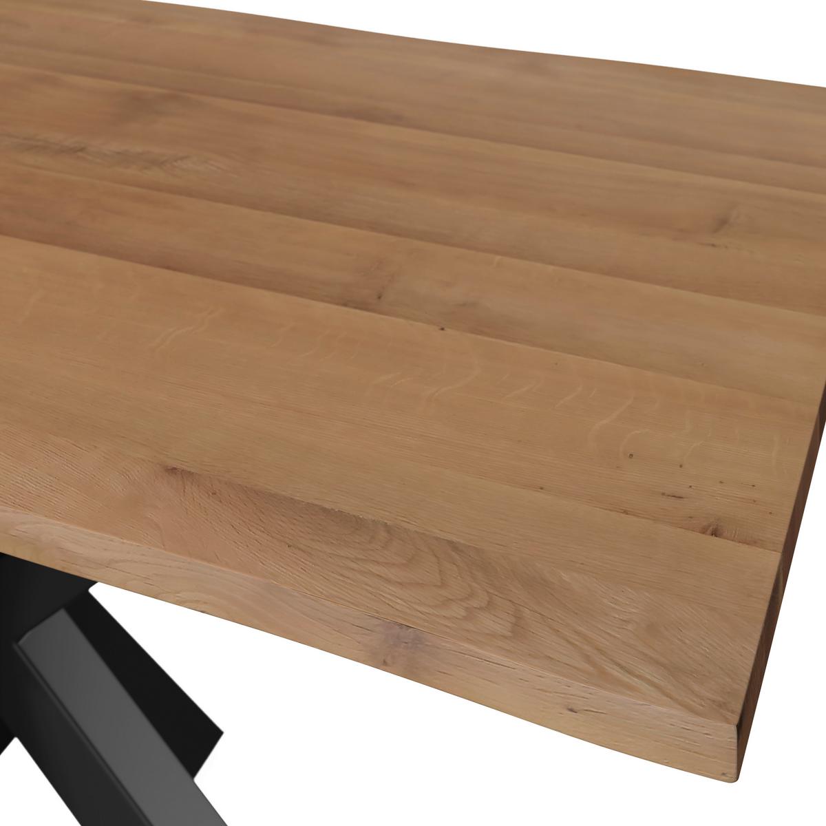 Esstisch Lesley in Holz Eiche massiv ca. 140x80 cm - Eichefarben/Schwarz, MODERN, Holz/Metall (140/80/76cm) - Bessagi Home