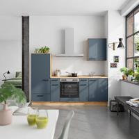 Küchenblock Easytouch Low m. Geräten Dunkelblau - Eichefarben/Schwarz, MODERN, Holzwerkstoff/Metall (240cm) - Nobilia