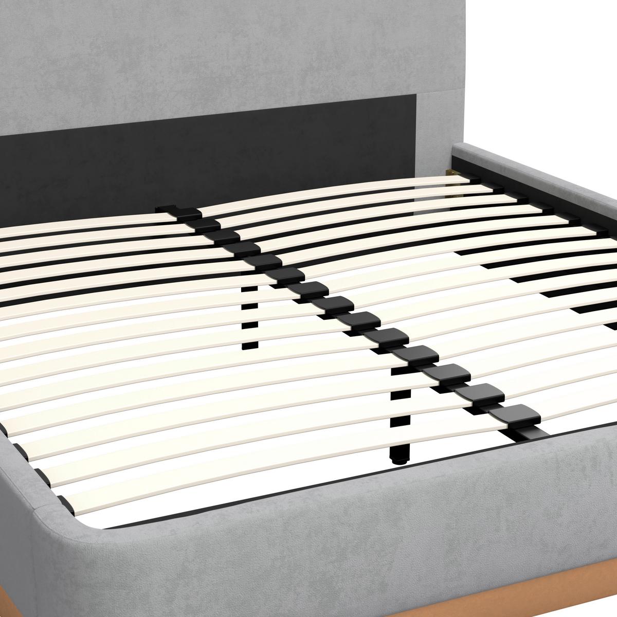 Oblazinjena Postelja Josef, Svetlo Siva, 160x200 - siva/črna, Moderno, kovina/tekstil (160/200cm) - Bessagi Home