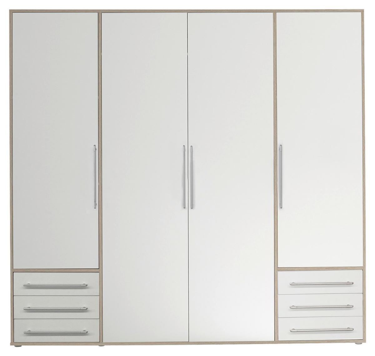 Omara S Klasičnimi Vrati Lyss, Bela, Hrast, 206 Cm - srebrne barve/bela, Moderno, umetna masa/leseni material (206/194/58cm) - Livetastic
