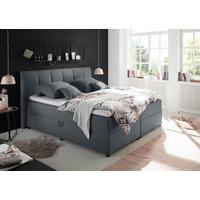 Boxspringbett Granada ca. 180x200 cm Anthrazit - Anthrazit/Schwarz, Basics, Kunststoff/Textil (180/200cm) - MID.YOU