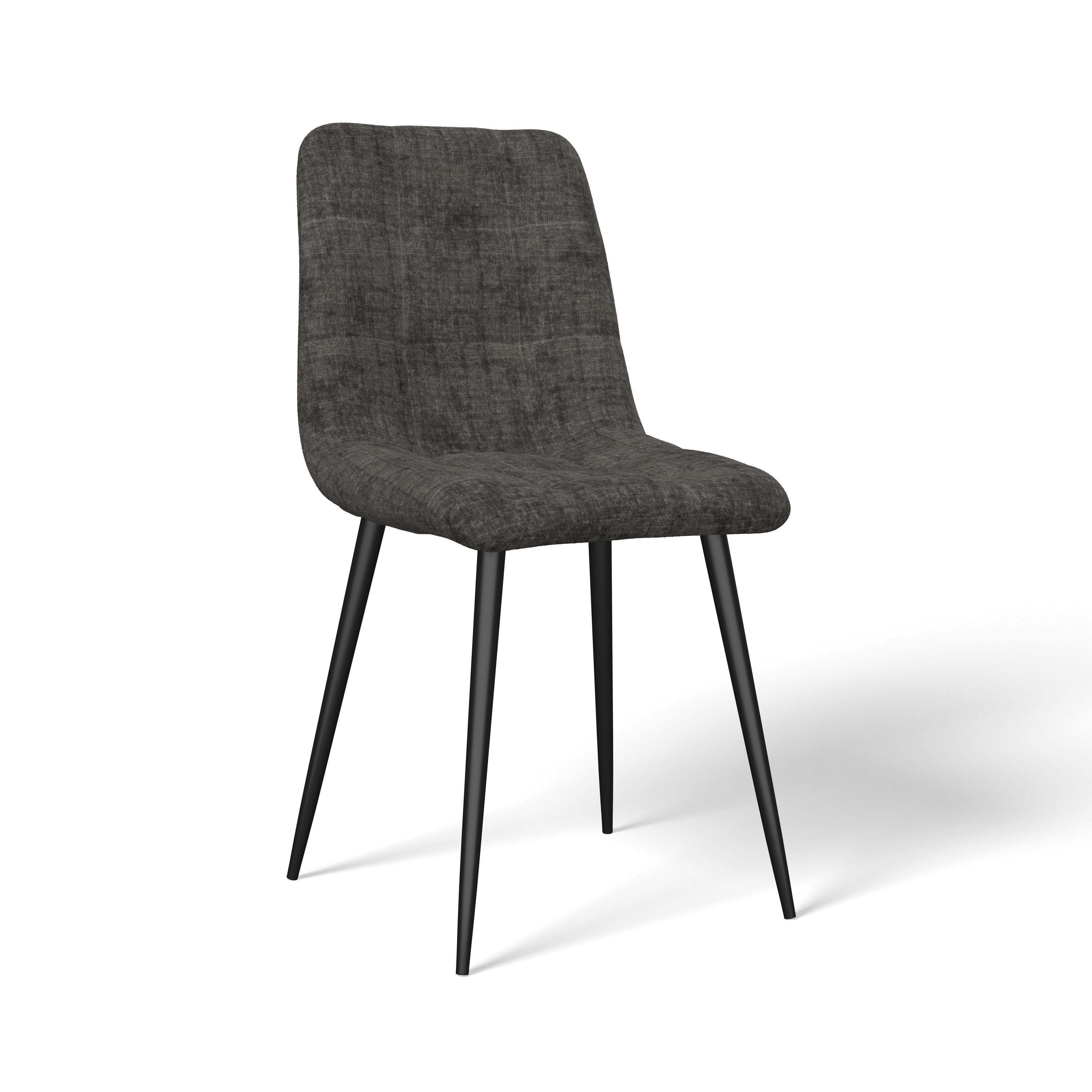 Stuhl Mino Grau Webstoff Gepolstert - Schwarz/Grau, MODERN, Textil/Metall (46/88/54cm) - Bessagi Home