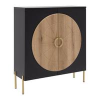 Highboard Hong Kong Schwarz/Eichefarben - Eichefarben/Goldfarben, LIFESTYLE, Holzwerkstoff/Metall (100/113/37,5cm) - Mömax