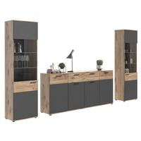 Ansamblu mobilier camera de zi MASON - sticlă/material pe bază de lemn (344/200/40cm) - Modern Living