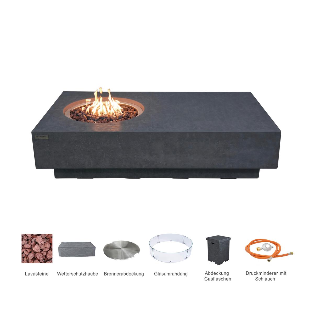 Feuerstelle Metropolis Dunkelgrau - Dunkelgrau, KONVENTIONELL, Stein/Metall (142,2/81,3/35,6cm) - Gardenson