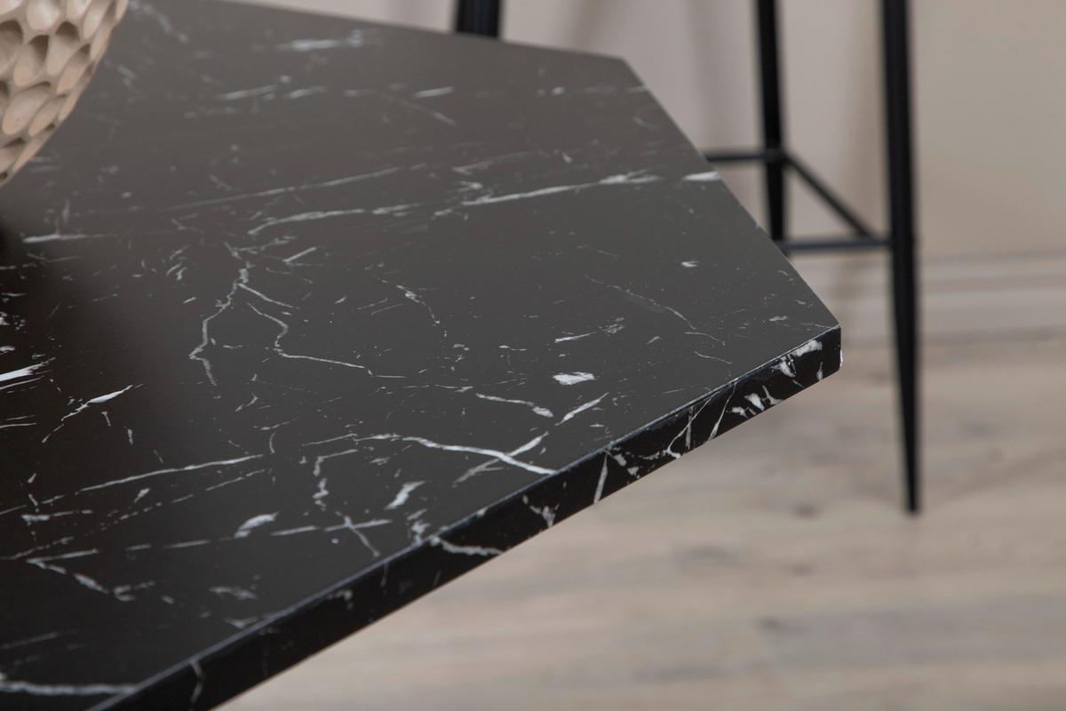 Esstisch Marbs Ø ca. 110 cm Marmoroptik - Schwarz, Design, Holzwerkstoff (110/110/75cm) - Livetastic