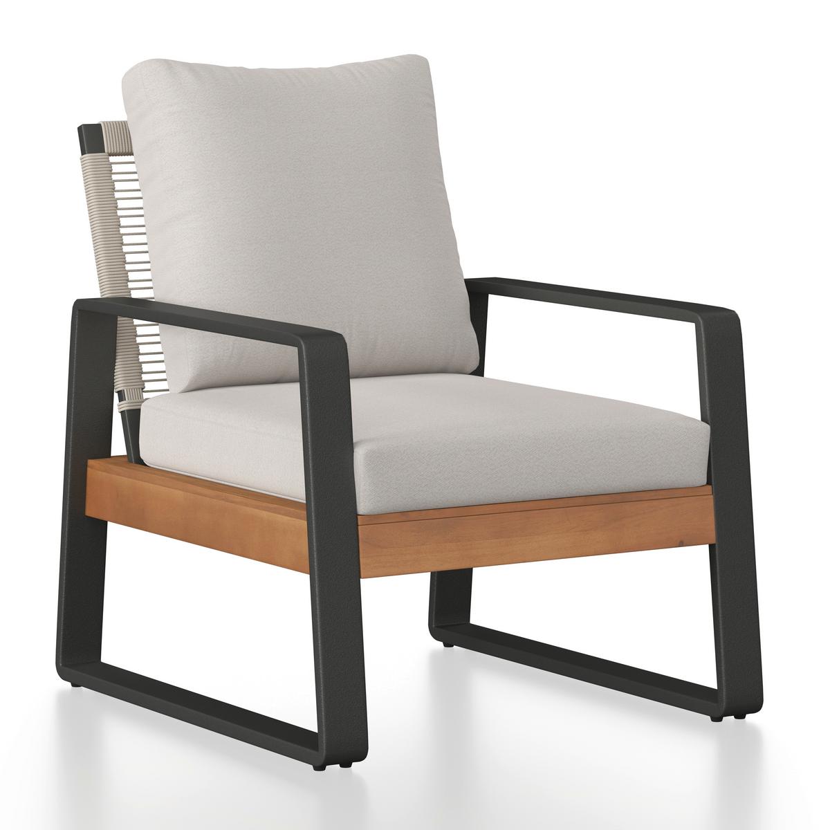 Loungegarnitur Alexa Creme Outdoorstoff/Metall +Abdeckung - Anthrazit/Creme, MODERN, Holz/Textil (150/81/85,5cm) - Bessagi Garden