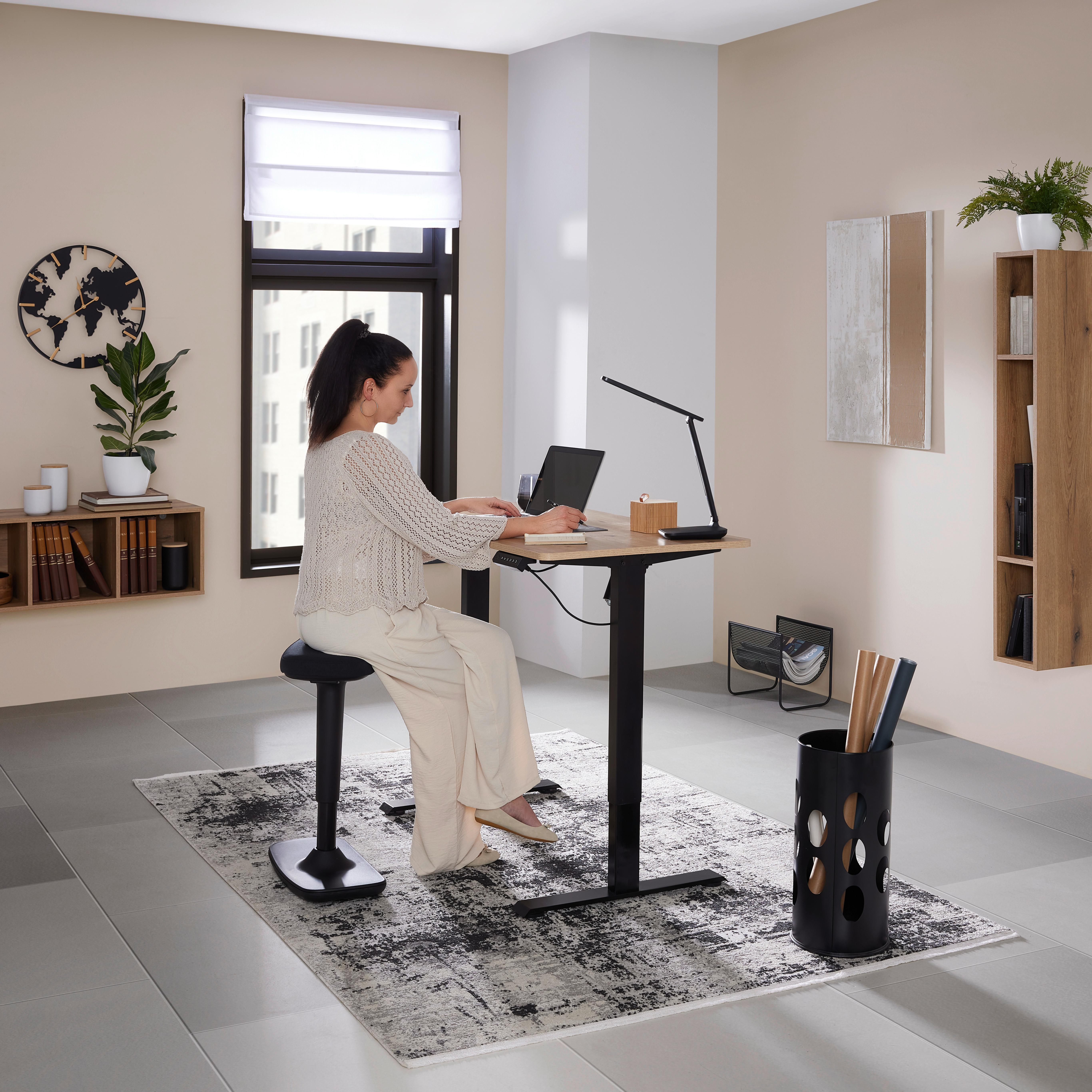 SKRIVBORD EMIL II - svart/ek Artisan, Modern, metall/trämaterial (120/72-118/60cm) - Mömax