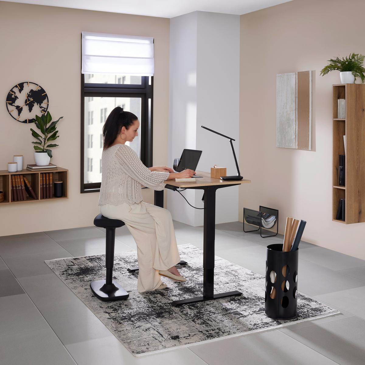 Íróasztal Állítható Emil - fekete/Artisan tölgy, Modern, faalapú anyag/fém (120/72-118/60cm) - Mömax