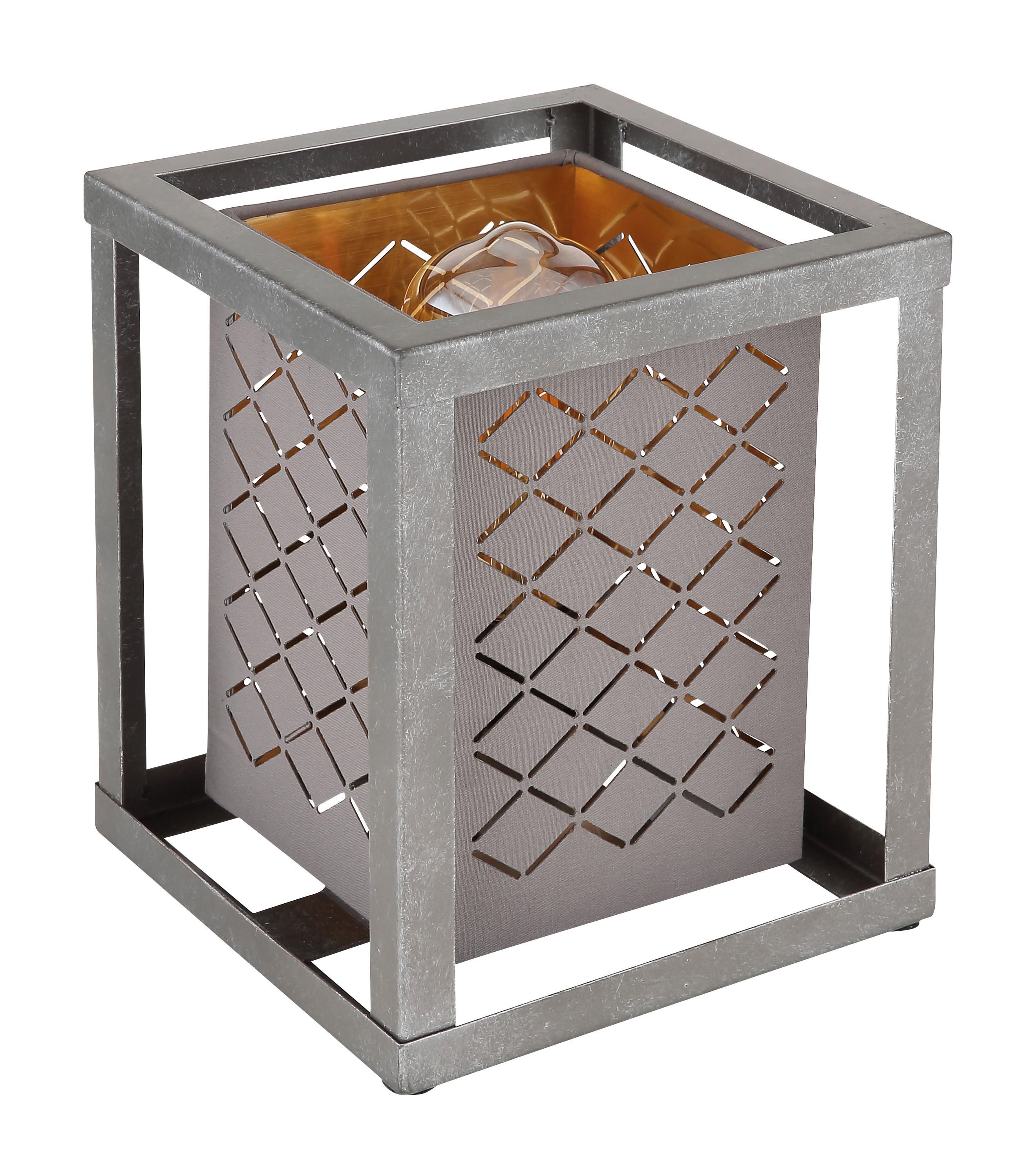 Tischleuchte Thomas in Grau max. 25 Watt - Silberfarben/Goldfarben, Design, Textil/Metall (17/17/22cm) - Globo