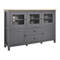 Sideboard Claudio Dunkelgrau/Eiche MDF - Dunkelgrau/Schwarz, MODERN, Glas/Holz (186/126/44cm) - Bessagi Home