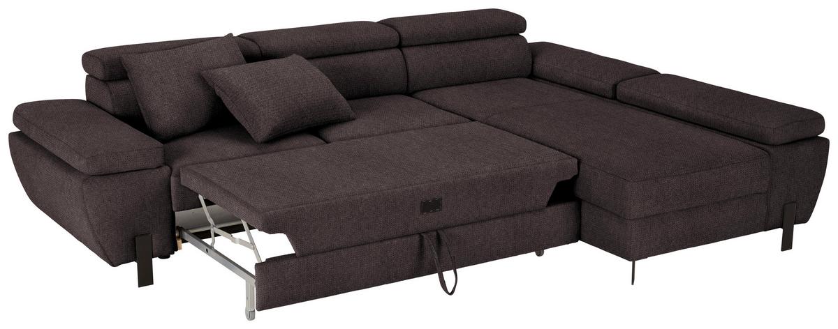 Ecksofa Molina Mini Graphitfarben - Graphitfarben/Schwarz, MODERN, Holz/Holzwerkstoff (277/189cm) - Mömax