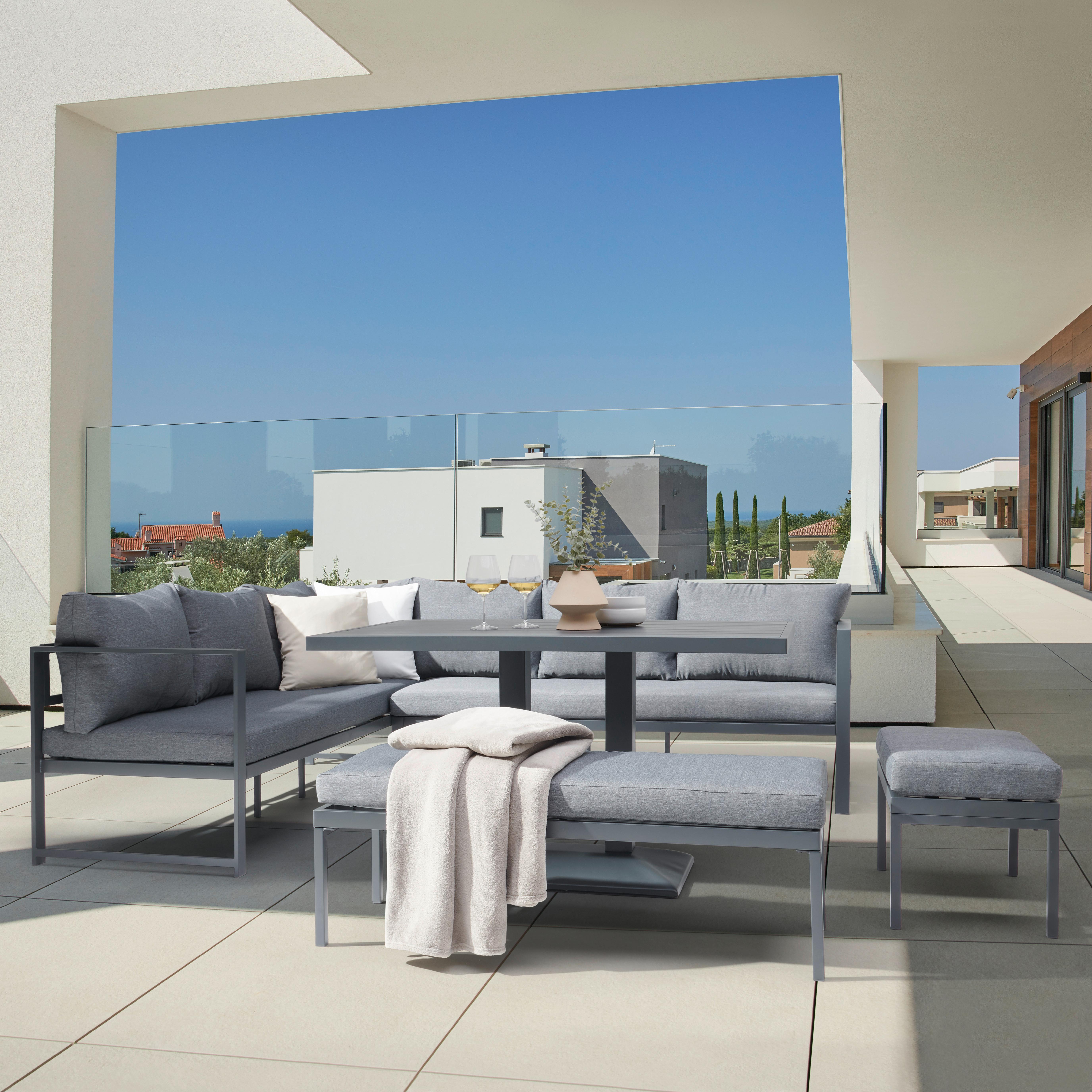 Loungegarnitur-Set Walter Anthrazit - Anthrazit/Grau, Modern, Textil/Metall (244/192/67cm) - Mömax