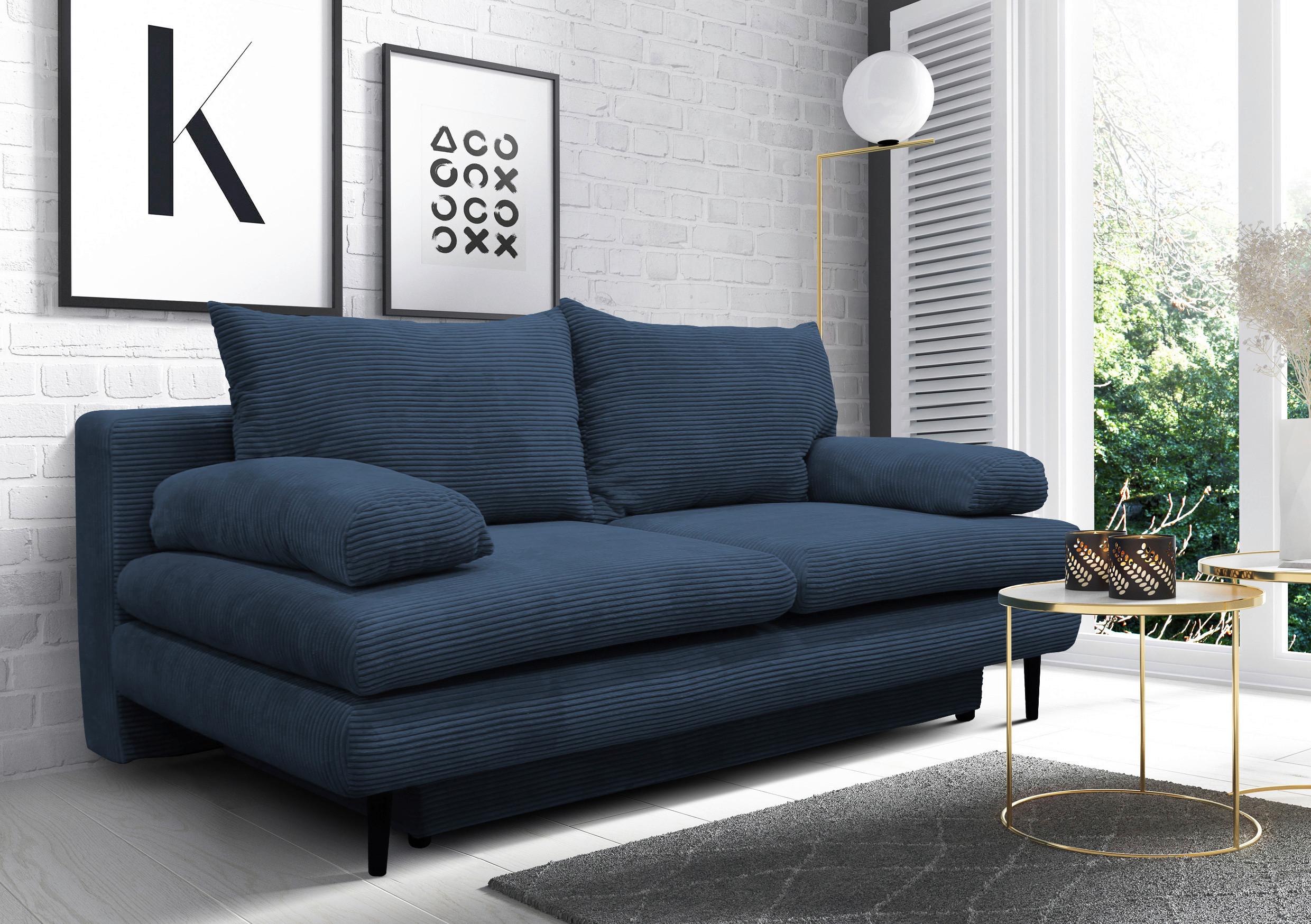 Trosjed Na Razvlačenje Fiore - tamno plava/crna, Design, tekstil/drvo (202/85/99cm) - Modern Living