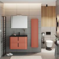 BAZĂ CU LAVOAR LYRA - teracotă/antracit, Modern, materiale naturale/metal (81/53/46cm)