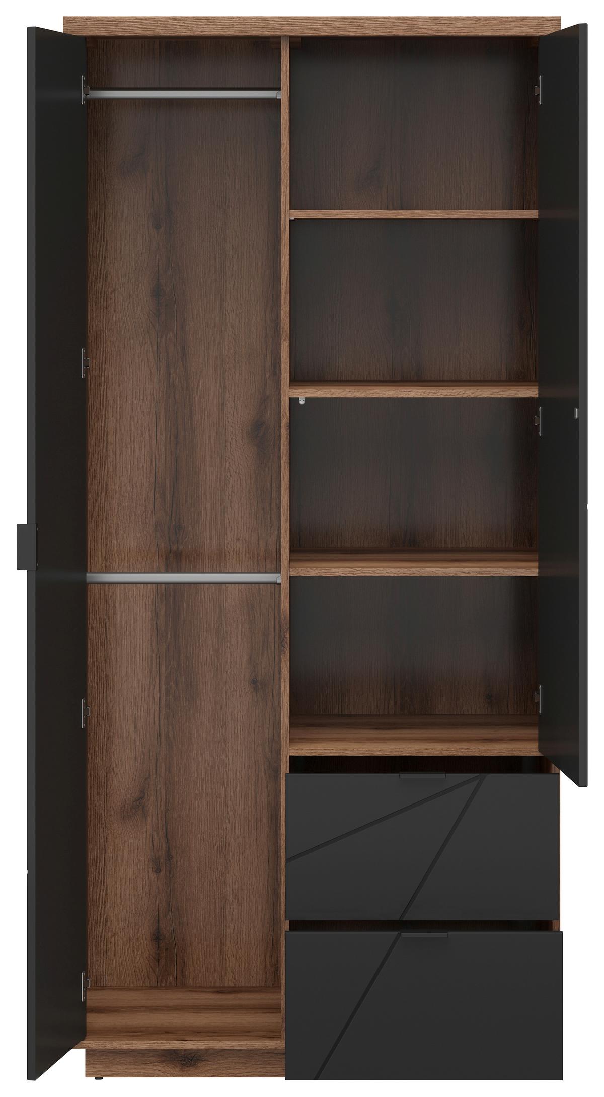 Ormar S Klasičnim Vratima Form - boje hrasta/crna, Moderno, drvni materijal/metal (94/200,5/56,5cm) - Modern Living